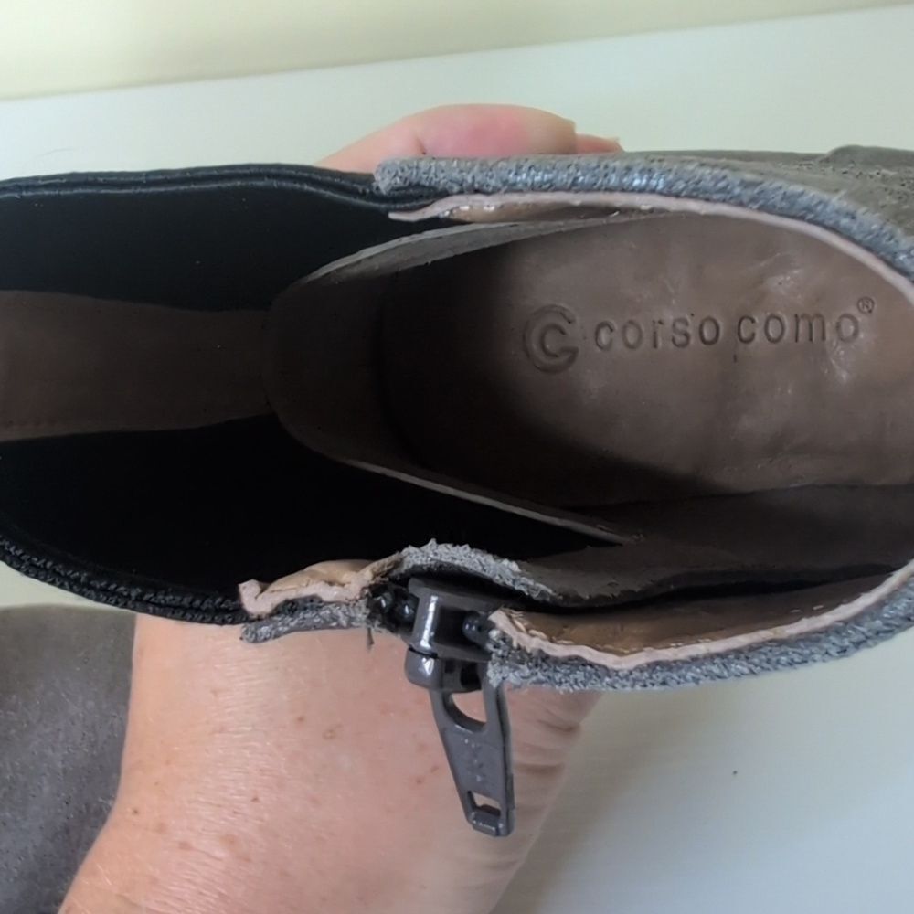 Corso Como Size 6.5 Hurray Dusted Metallic Gunmetal Heeled Boots, NEW - Picture 14 of 15
